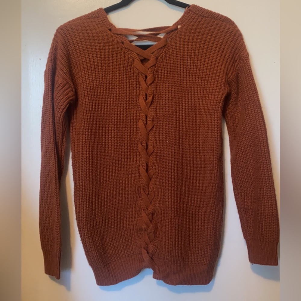 Burnt Orange Sweater with detailed back